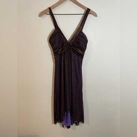 City Triangles Dresses & Skirts - VTG Y2K City Triangles High Low V Neck Sparkle Dress Sz Medium Evening Cocktail